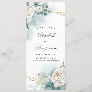 Greenery and White Flowers Wedding Programs