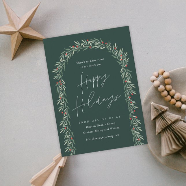 Greenery Arch Business Holiday Magnetic Card (Creator Uploaded)