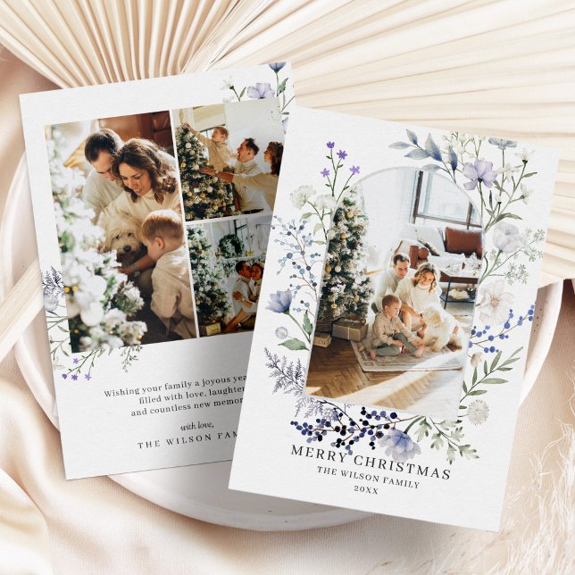 Greenery Arch Modern Photo Christmas Holiday Card (Creator Uploaded)