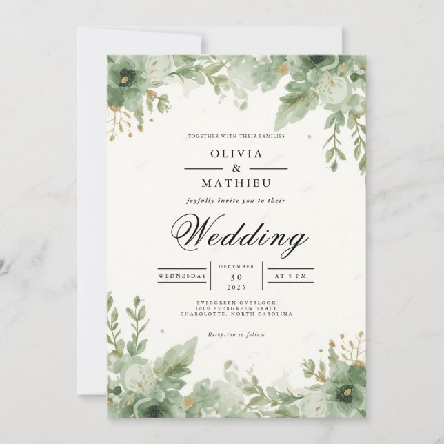 Greenery Arch Wedding Invitation (Front)