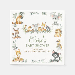 Greenery Australian Animals Baby Shower Thank You  Napkin