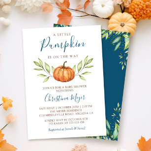 Greenery Autumn Pumpkin Fall Baby Shower Invitation
