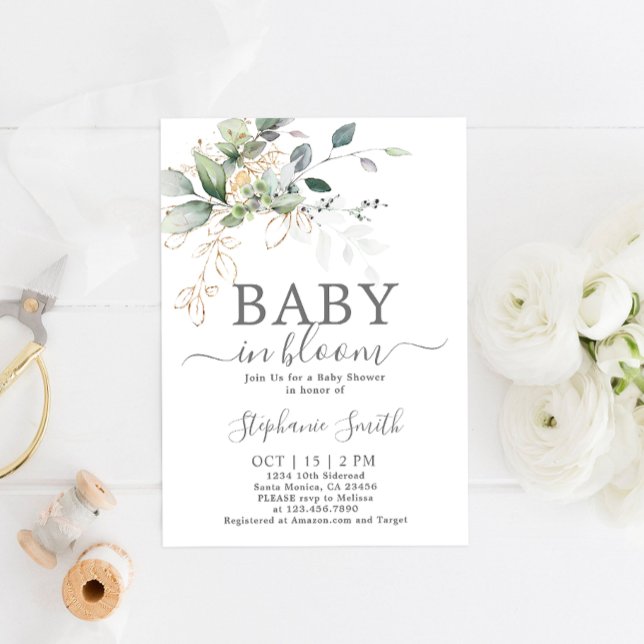 Greenery Baby in Bloom Baby Shower Invitation (Creator Uploaded)