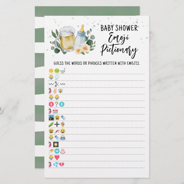 Greenery Baby Is Brewing Game Emoji Pictionary (Front/Back)