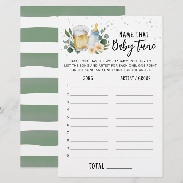 Greenery Baby Is Brewing Name That Baby Tune Game (Front/Back)