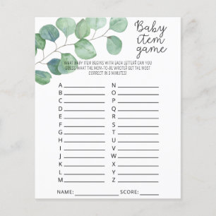 Greenery - Baby Item Game. Baby Shower Game
