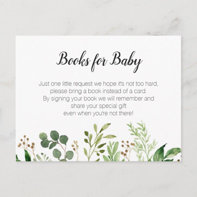 Greenery Baby Shower - Bring a book insert Invitation Postcard (Front)