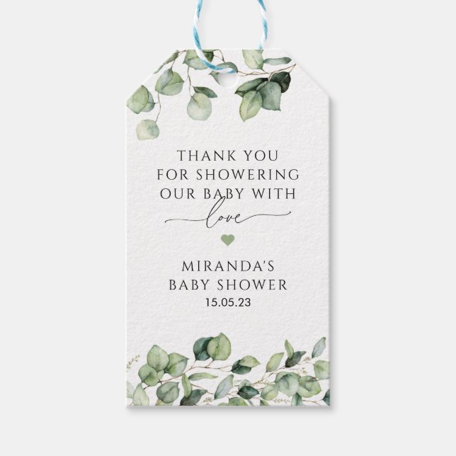Greenery Baby Shower Favour Tag Botanical Gift Tag (Front)