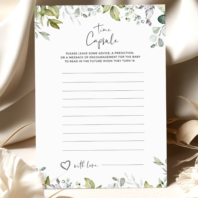 Greenery Baby Shower Game Time Capsule (Creator Uploaded)