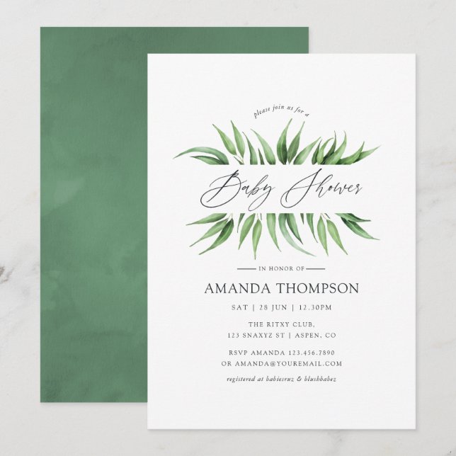 Greenery Baby Shower Invitation (Front/Back)