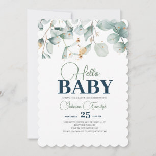 Greenery Baby Shower Invitation, Eucalyptus flower Invitation