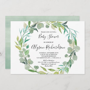 Greenery baby shower invitation, gender neutral invitation