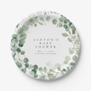 Greenery Baby Shower Paper Plate