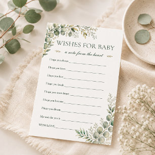 Greenery Baby Shower Wishes For Baby Advice Card