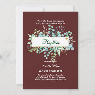 Greenery Baptism Bautizo Bautismo Christening Invi Invitation