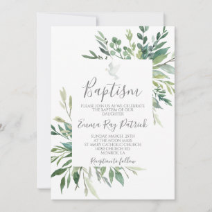 Greenery Baptism Invitation