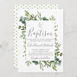 Greenery Baptism Invitation