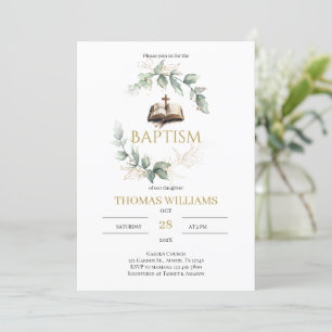 Greenery Baptism Invitation