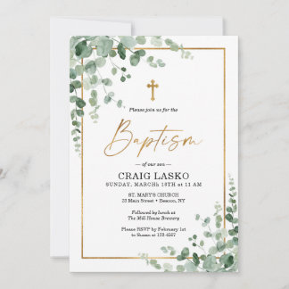 Greenery Baptism Invitation