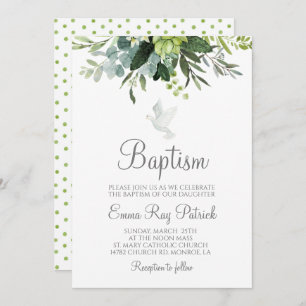 Greenery Baptism Invitation