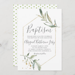 Greenery Baptism Invitation