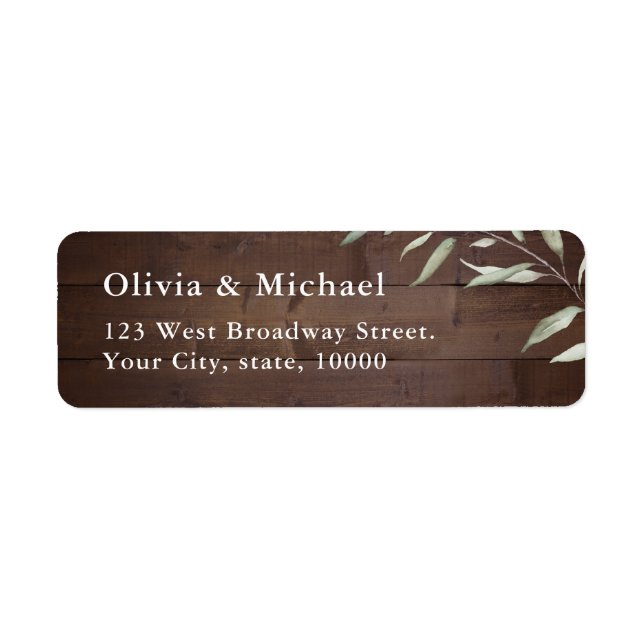 Greenery barn wood rustic wedding return address l label (Front)