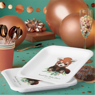 Greenery Bear Gender Neutral Baby Shower Paper Plate