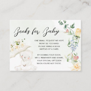 Greenery Bear Gender Neutral Floral Books For Baby Enclosure Card