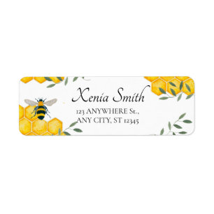 Greenery Bee Simple Aesthetic Honeycomb Return  Address Label