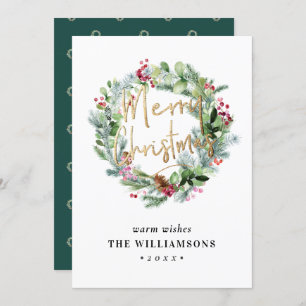 Greenery+Berries Winter Wreath Christmas Invitation