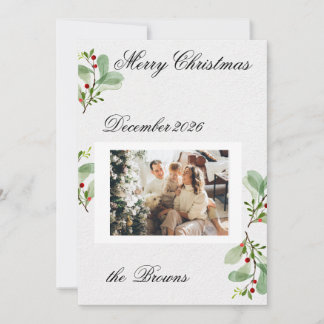 Greenery Berry Christmas Photo Card