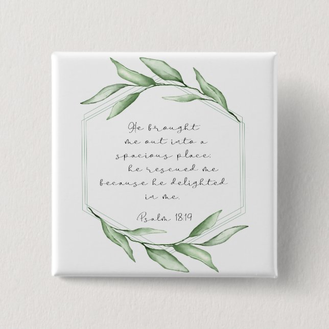 Greenery Bible Verse 15 Cm Square Badge (Front)