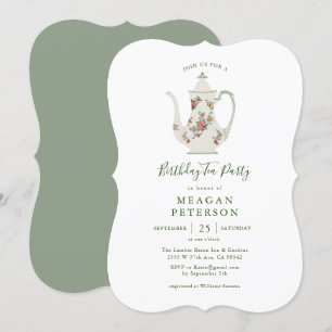 Greenery Birthday Party Tea Party Invitation