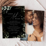 Greenery Black And Gold Photo Traditional Wedding Invitation<br><div class="desc">Step into a world of enchantment with our greenery black and gold photo traditional wedding invitation, perfect for your botanical spring boho wedding. Adorned with sage green eucalyptus and gold accents, this invitation exudes elegance and modern whimsy. Imagine strolling through a magical summer garden, surrounded by the soothing sounds of...</div>