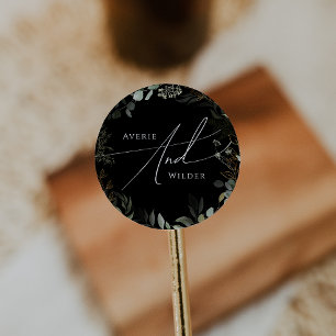 Greenery Black and Gold Wedding Envelope Seals