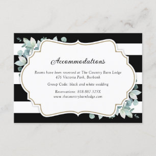 Greenery Black and White Hotel Accommodation Card