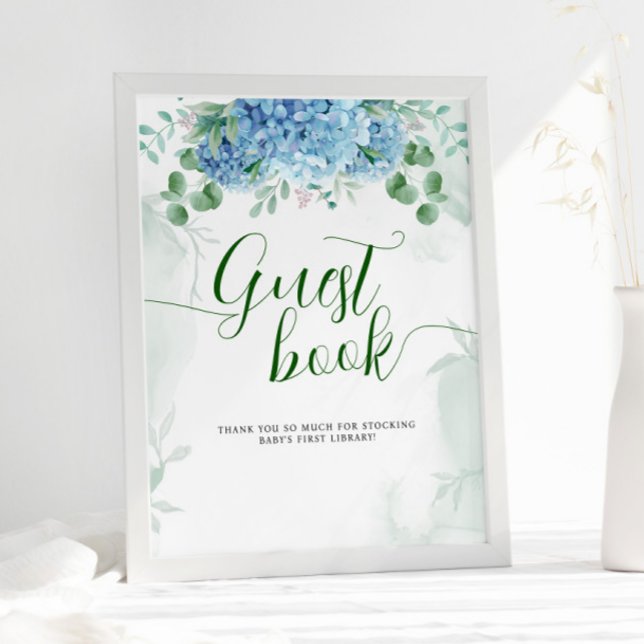 Greenery Blue hydrangea Guest Book Baby Shower  (Creator Uploaded)
