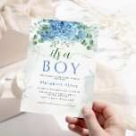 Greenery Blue hydrangea Its a Boy Baby Shower Invitation<br><div class="desc">Greenery Blue hydrangea Its a Boy Baby Shower Invitation. Matching items available.</div>