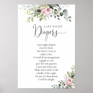 Greenery Blush Pink Baby Shower Poster