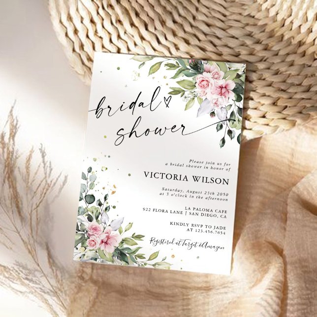 Greenery Blush Pink Bridal Shower Invitation (Creator Uploaded)