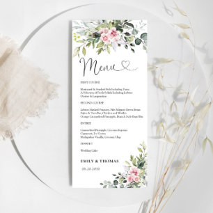 Greenery Blush Pink Bridal Shower Menu