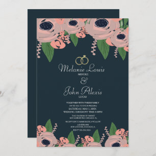 Greenery Blush Pink Rose Floral Botany Wedding Invitation
