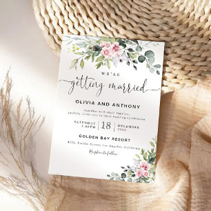 Greenery Blush Pink Wedding Ceremony Invitation