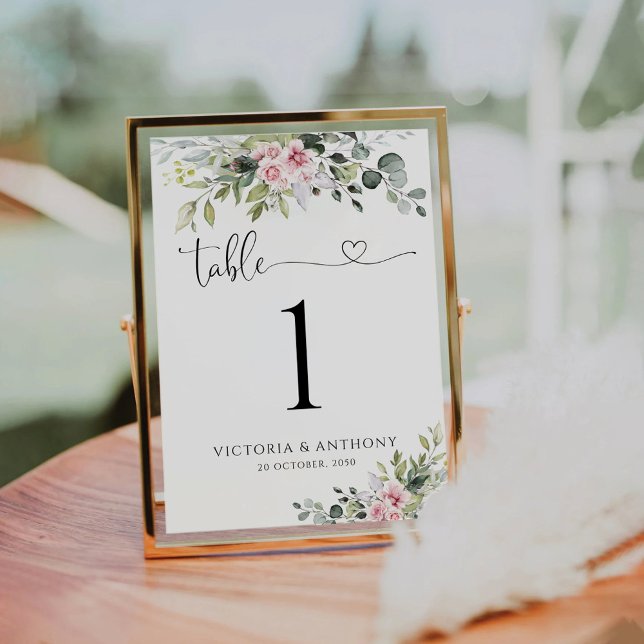 Greenery Blush Pink Wedding Table Numbers (Creator Uploaded)