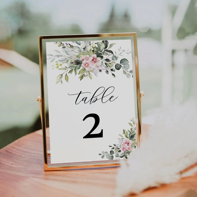 Greenery Blush Pink Wedding Table Numbers (Creator Uploaded)