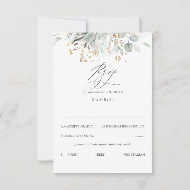 Greenery Bohemian Wedding RSVP (Front)