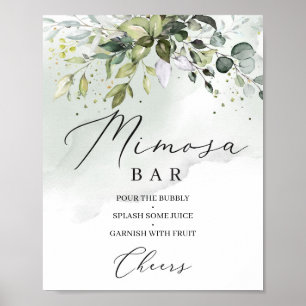 Greenery boho foliage eucalyptus mimosa bar sign