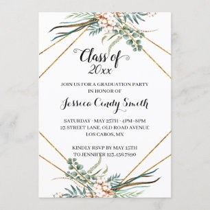 Greenery Boho Geometric Class of 2019 Graduation Invitation