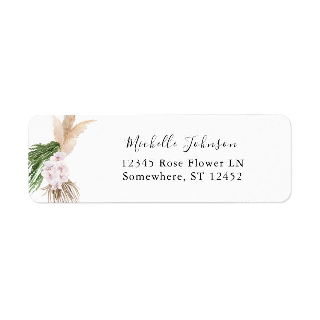 Greenery Boho Tropical Floral 2 Return Address Label (Front)