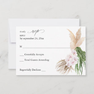Greenery Boho Tropical Floral no Meal RSVP Card